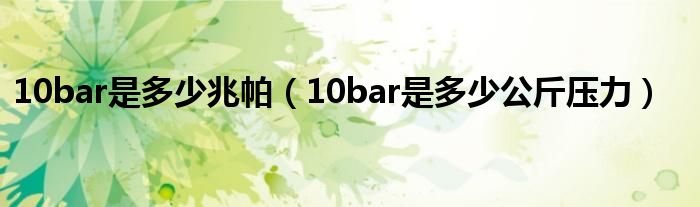 10bar是多少兆帕（10bar是多少公斤压力）