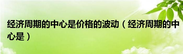 经济周期的中心是价格的波动（经济周期的中心是）
