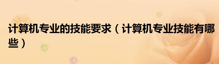 计算机专业的技能要求（计算机专业技能有哪些）
