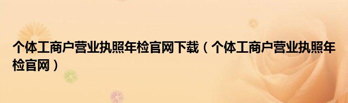 个体工商户营业执照年检官网下载（个体工商户营业执照年检官网）