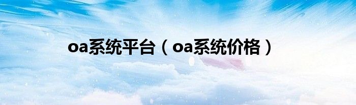 oa系统平台（oa系统价格）