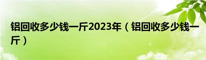 铝回收多少钱一斤2023年（铝回收多少钱一斤）