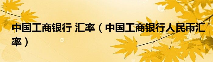 中国工商银行 汇率（中国工商银行人民币汇率）