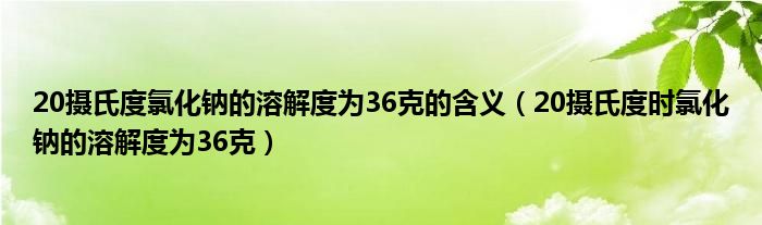 20摄氏度氯化钠的溶解度为36克的含义（20摄氏度时氯化钠的溶解度为36克）