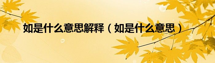 如是什么意思解释（如是什么意思）