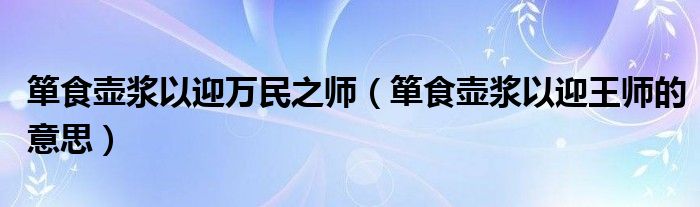 箪食壶浆以迎万民之师（箪食壶浆以迎王师的意思）