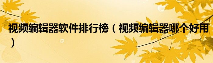 视频编辑器软件排行榜（视频编辑器哪个好用）