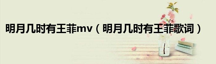 明月几时有王菲mv（明月几时有王菲歌词）