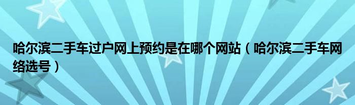 哈尔滨二手车过户网上预约是在哪个网站（哈尔滨二手车网络选号）