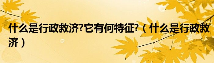 什么是行政救济?它有何特征?（什么是行政救济）