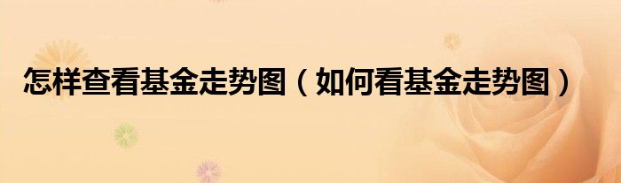 怎样查看基金走势图（如何看基金走势图）