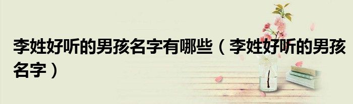 李姓好听的男孩名字有哪些（李姓好听的男孩名字）