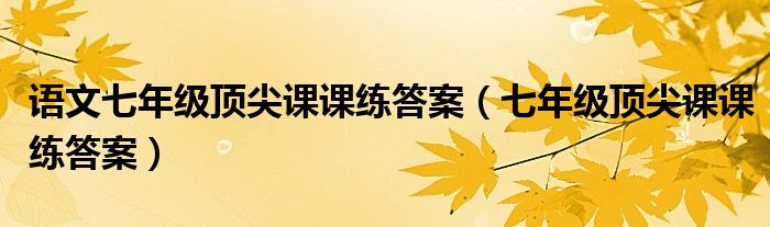 语文七年级顶尖课课练答案（七年级顶尖课课练答案）