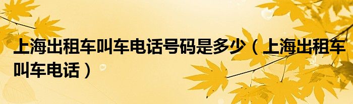 上海出租车叫车电话号码是多少（上海出租车叫车电话）