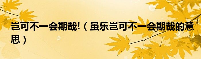 岂可不一会期哉!（虽乐岂可不一会期哉的意思）