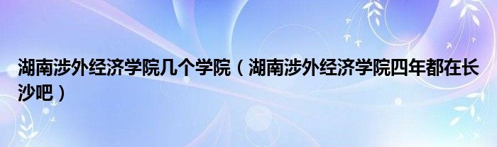 湖南涉外经济学院几个学院（湖南涉外经济学院四年都在长沙吧）