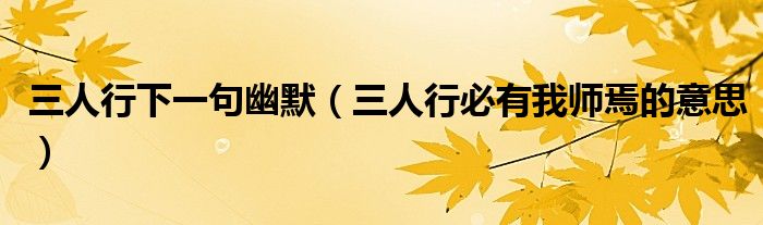 三人行下一句幽默（三人行必有我师焉的意思）