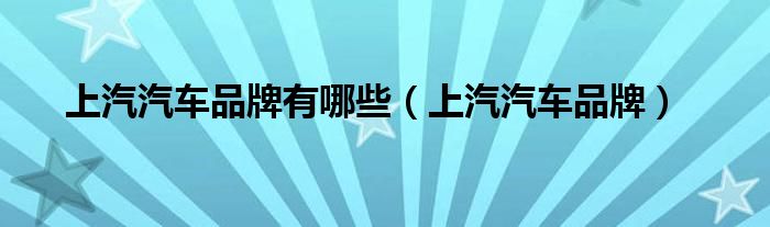 上汽汽车品牌有哪些（上汽汽车品牌）