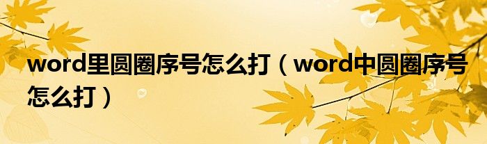 word里圆圈序号怎么打（word中圆圈序号怎么打）