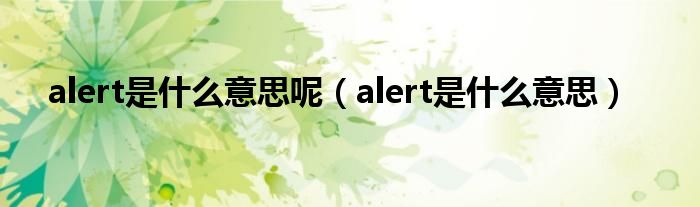 alert是什么意思呢（alert是什么意思）
