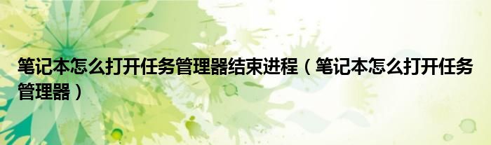 笔记本怎么打开任务管理器结束进程（笔记本怎么打开任务管理器）
