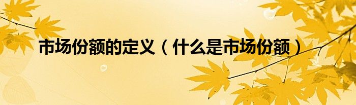 市场份额的定义（什么是市场份额）