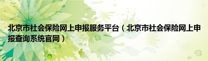 北京市社会保险网上申报服务平台（北京市社会保险网上申报查询系统官网）