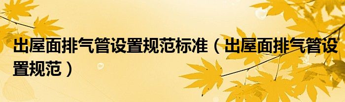 出屋面排气管设置规范标准（出屋面排气管设置规范）