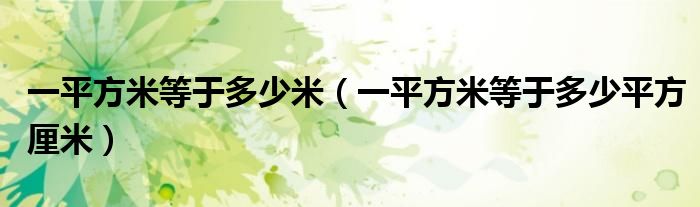 一平方米等于多少米（一平方米等于多少平方厘米）