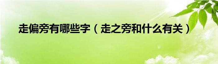 走偏旁有哪些字（走之旁和什么有关）