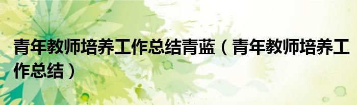 青年教师培养工作总结青蓝（青年教师培养工作总结）