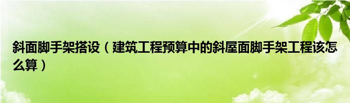 斜面脚手架搭设（建筑工程预算中的斜屋面脚手架工程该怎么算）
