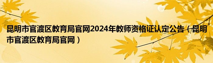 昆明市官渡区教育局官网2024年教师资格证认定公告（昆明市官渡区教育局官网）