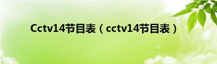 Cctv14节目表（cctv14节目表）