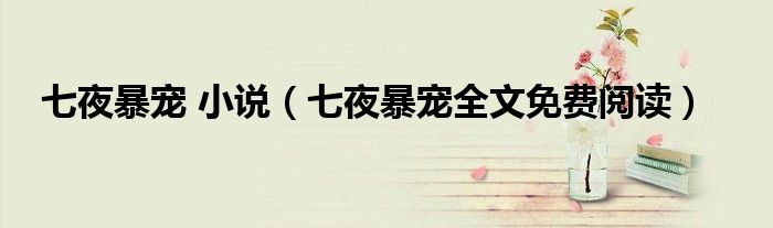 七夜暴宠 小说（七夜暴宠全文免费阅读）