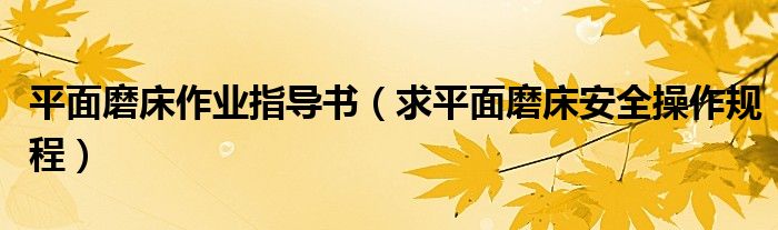平面磨床作业指导书（求平面磨床安全操作规程）