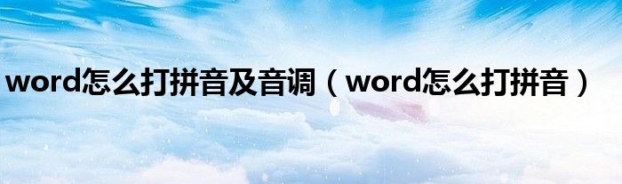word怎么打拼音及音调（word怎么打拼音）