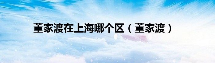 董家渡在上海哪个区（董家渡）