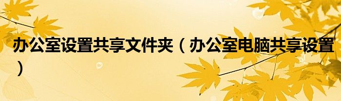 办公室设置共享文件夹（办公室电脑共享设置）