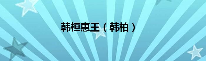 韩桓惠王（韩柏）