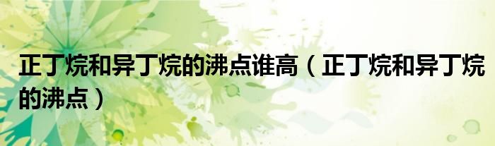 正丁烷和异丁烷的沸点谁高（正丁烷和异丁烷的沸点）