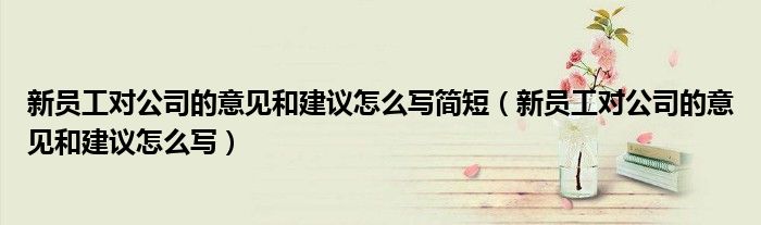 新员工对公司的意见和建议怎么写简短（新员工对公司的意见和建议怎么写）