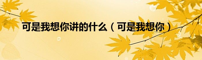 可是我想你讲的什么（可是我想你）