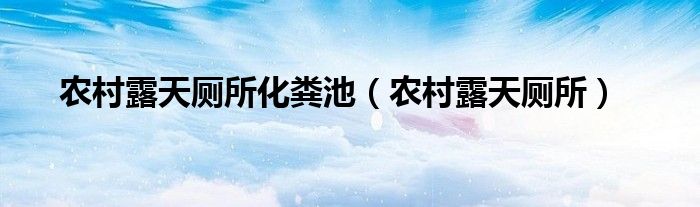 农村露天厕所化粪池（农村露天厕所）