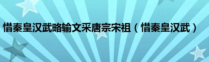 惜秦皇汉武略输文采唐宗宋祖（惜秦皇汉武）