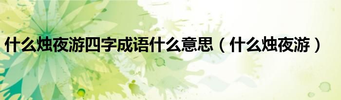 什么烛夜游四字成语什么意思（什么烛夜游）