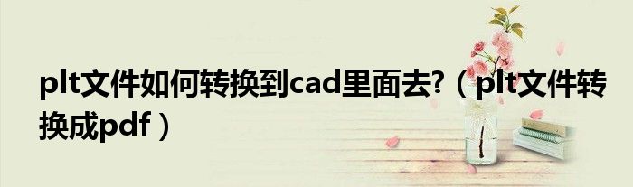 plt文件如何转换到cad里面去?（plt文件转换成pdf）