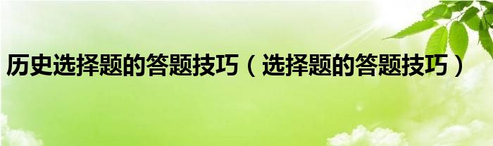历史选择题的答题技巧（选择题的答题技巧）