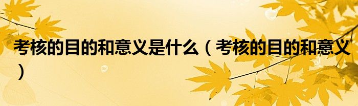 考核的目的和意义是什么（考核的目的和意义）