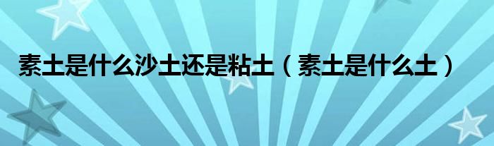 素土是什么沙土还是粘土（素土是什么土）